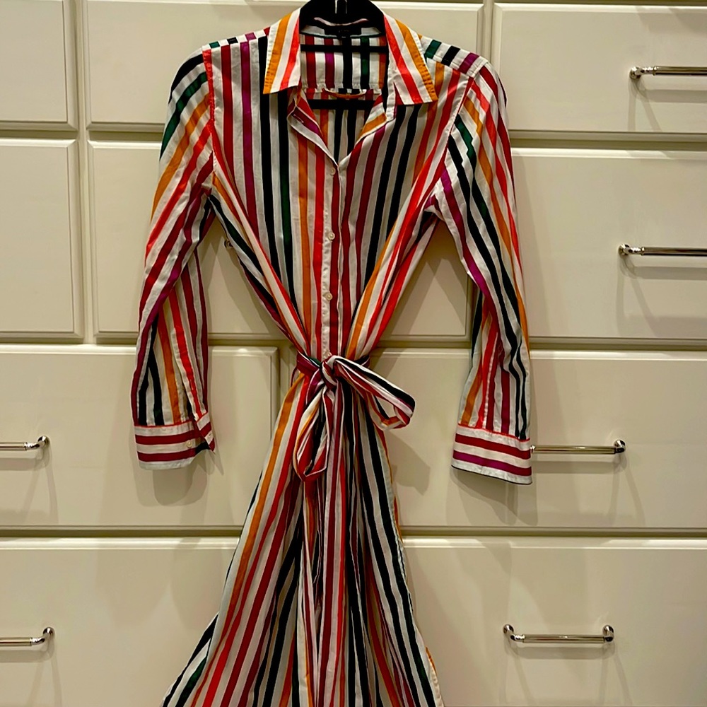 XS Striped JCrew button down dress